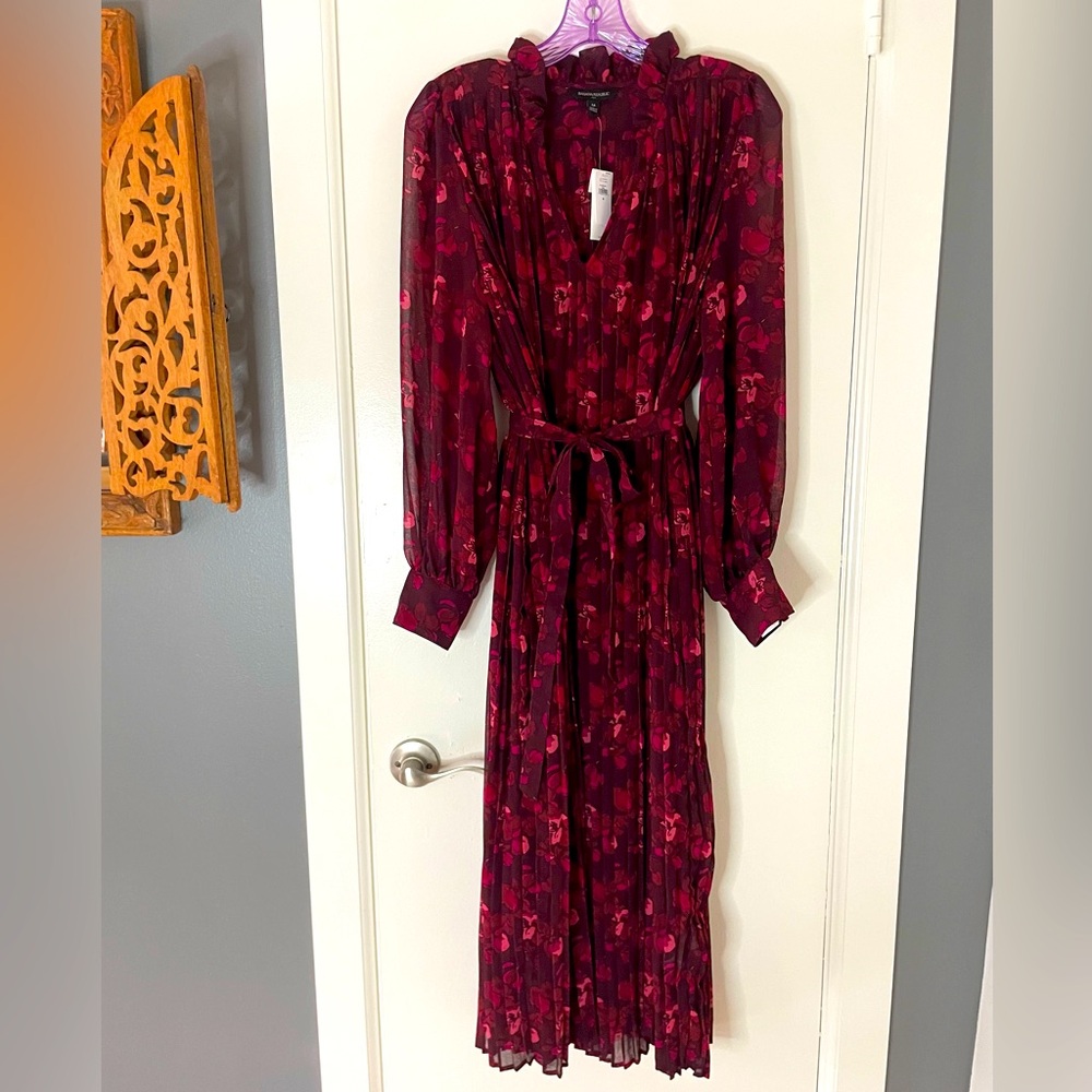 New with Tags, Banana Republic Floral Pleated Chiffon Dress with Slip